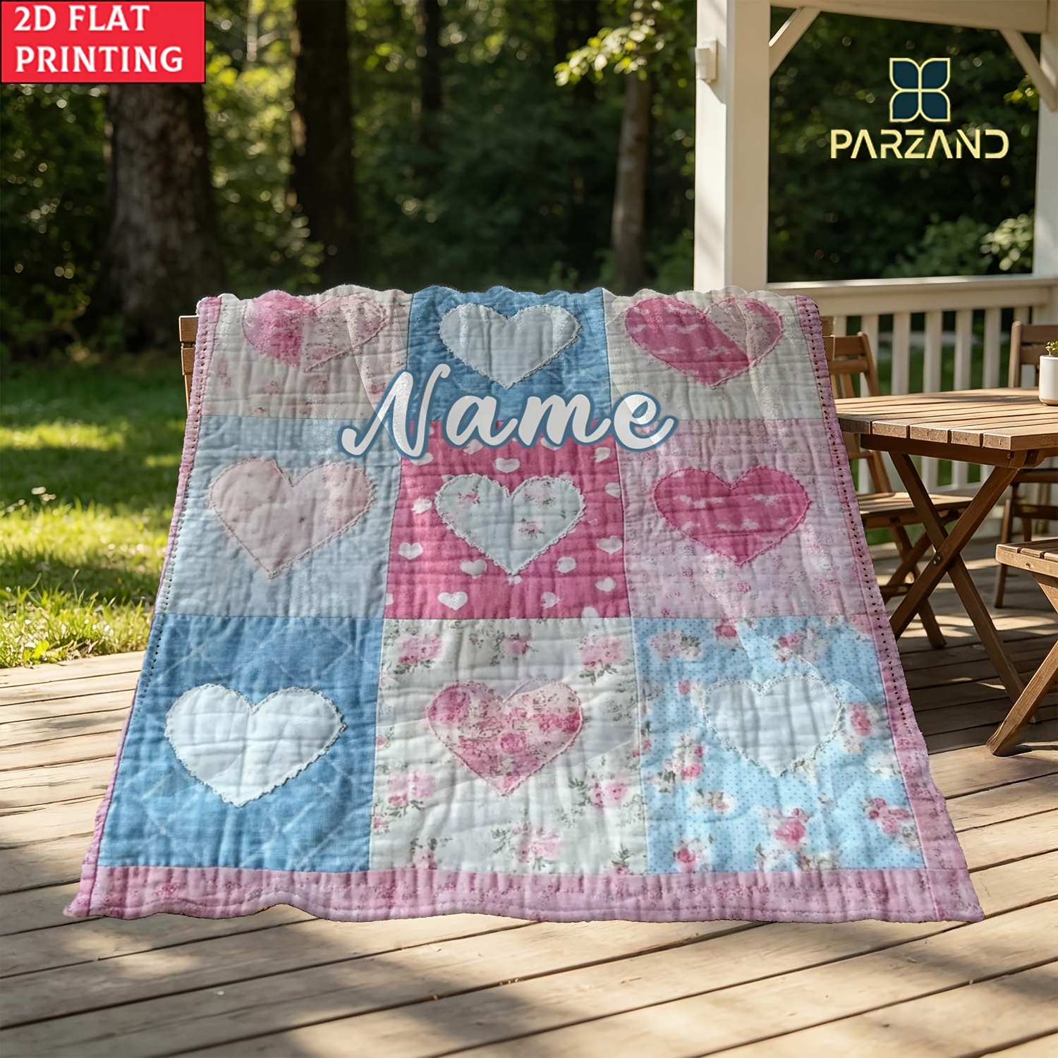 TEMU 1pc Custom Name Quilt With On Pink Portable Blanket- Lightweight Throw For Sofa Bed Travel Camping, Livingroom Office Couch Chair, And Bed -