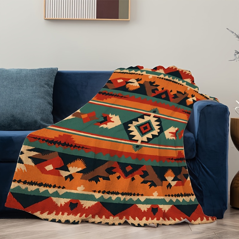 southwestern aztec soft flannel fleece throw blanket vibrant Temu - Main Image