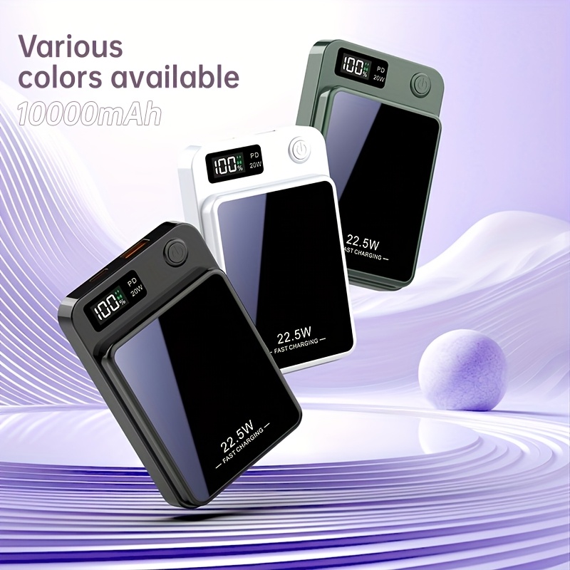 [Fast Charging Power Bank] 22.5W PD Fast Charging Power Bank 10000/5000mAh - Portable Wireless Charger, Magnetic Wireless Charging Pack, USB Type-C, LED Power Display, Rechargeable Lithium Polymer Battery For Android/iPhone Devices