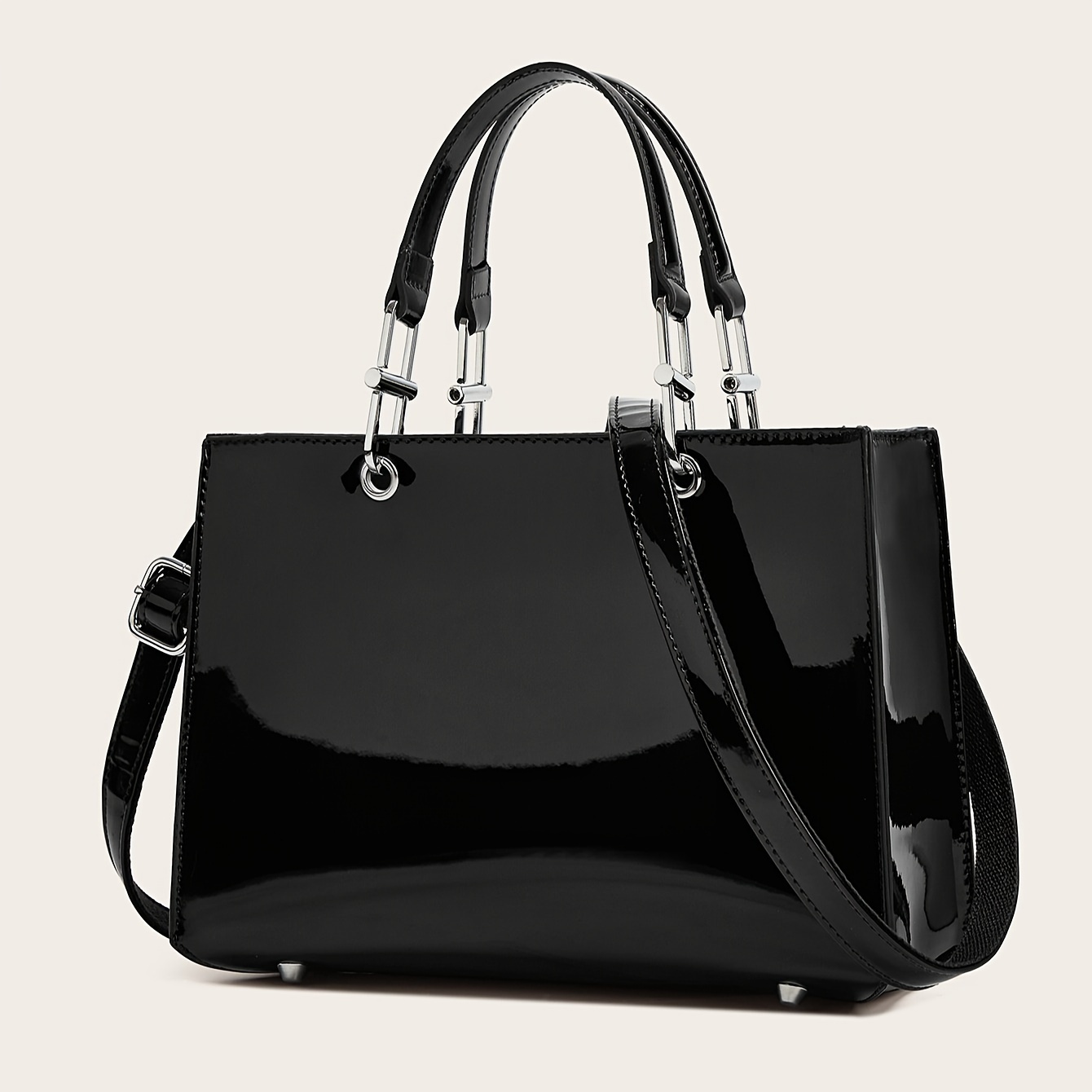 glossy solid color handbag elegant luxury satchel purse retro fashion crossbody bag for women