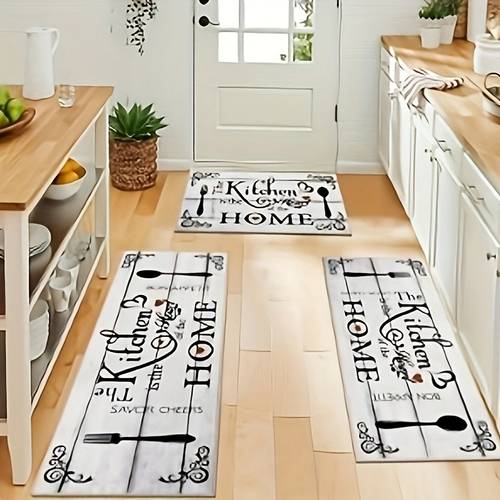 3 bohemian style polyester fiber material kitchen mat anti slip soft machine washable set universal for suitable for kitchen hallway living room decoration floor mats size 19 7 31 5inch 19 7 47 2inch 19 7 59 1inch