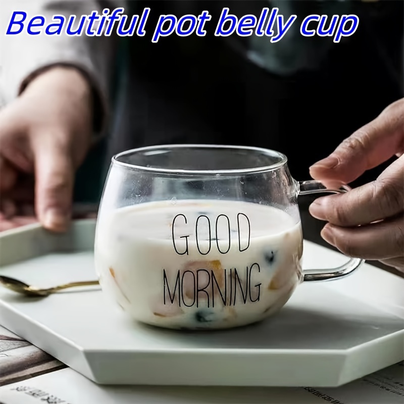 

good Morning" Glass Breakfast Cup - Perfect For Milk, Tea, Or Ice Cream - Reusable And Easy To Clean
