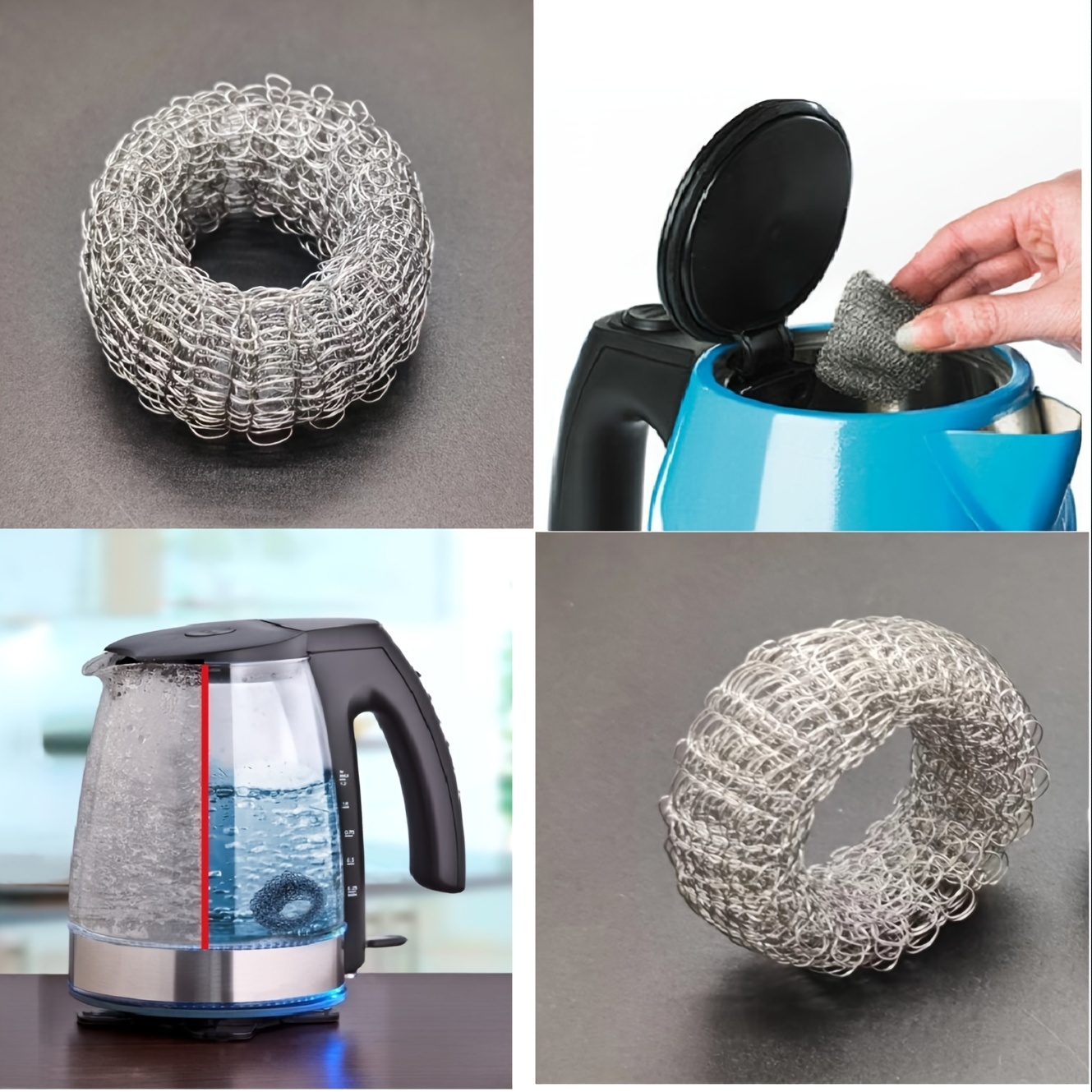 2pcs Stainless Steel Kettle Descaler Rings - Easy Clean, Chemical-Free Limescale Remover for Water Bottles