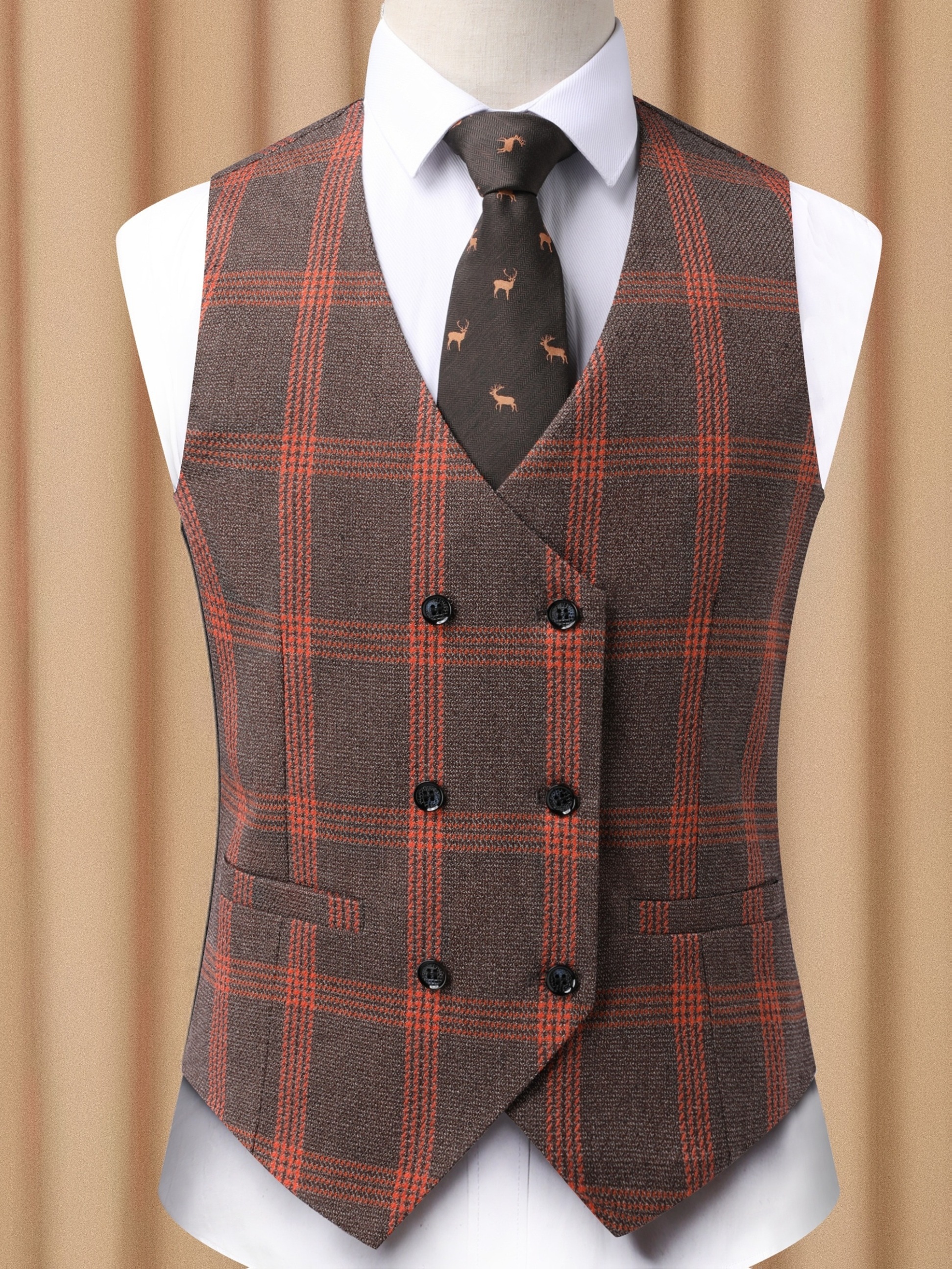 Men's Plaid Vest, Slim Fit Vintage Style, Suitable for Business, Weddings, and Everyday Layering