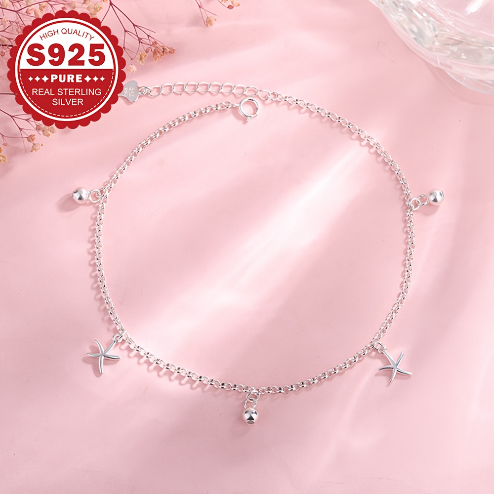 Stylish Women's S925 Sterling Silver Starfish Anklet