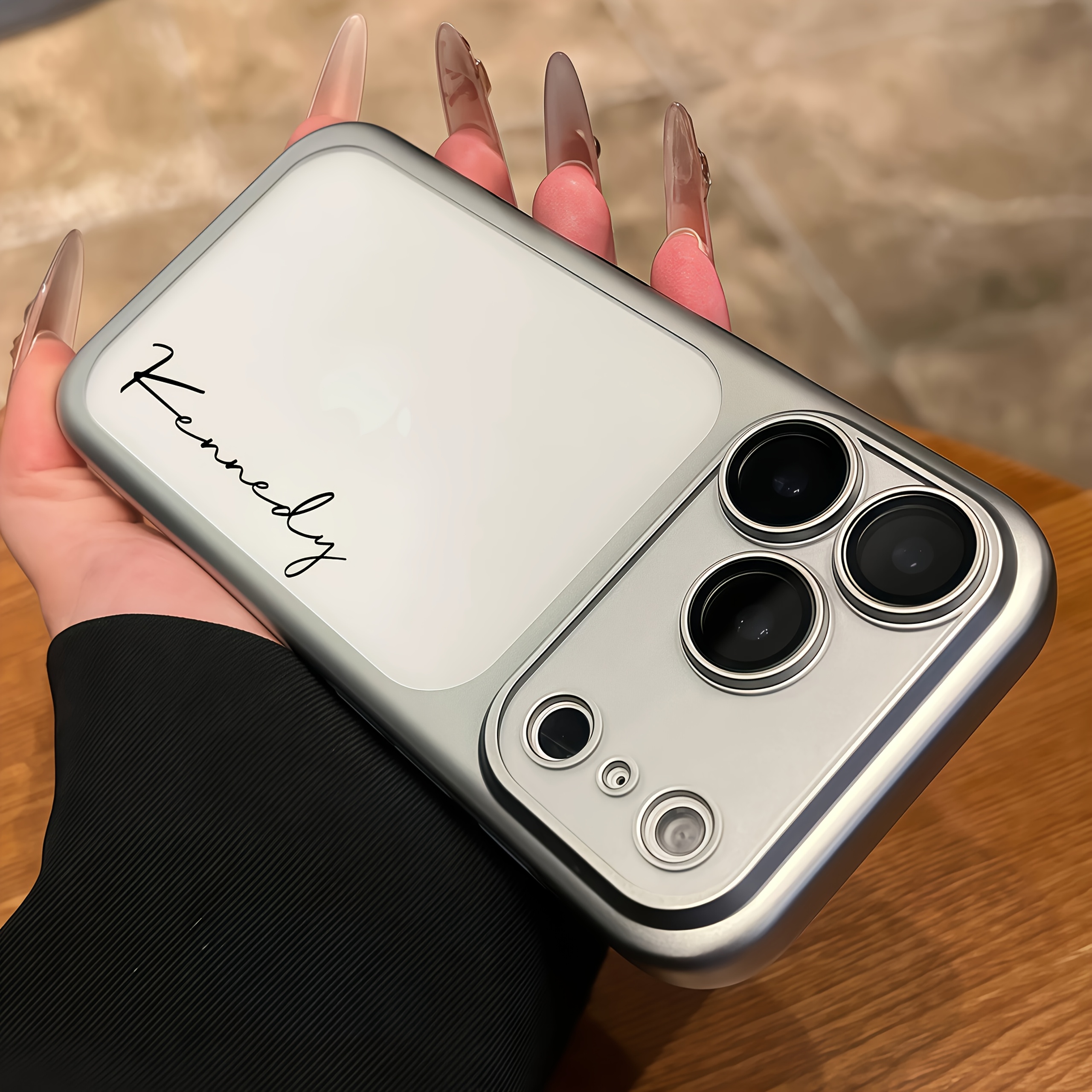 TEMU Phone Case: New Personalized Diy Name Custom Letter Instant-change Case For Iphone 17, Luxury Premium Electroplated Frosted Texture Lens Film