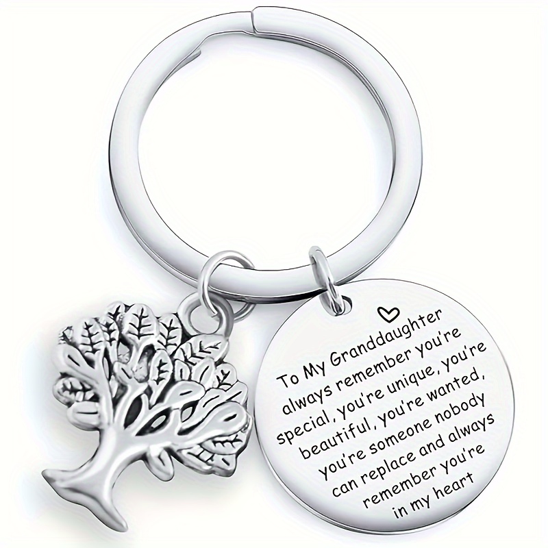 TEMU 1pc Porte-clés Cadeau pour Petite-Fille, Gravé 'À -Fille, Tu Es Unique, Tu Es Belle, Personne Ne Peut Te Remplacer, Je Te Garde Cœur' Porte-clés