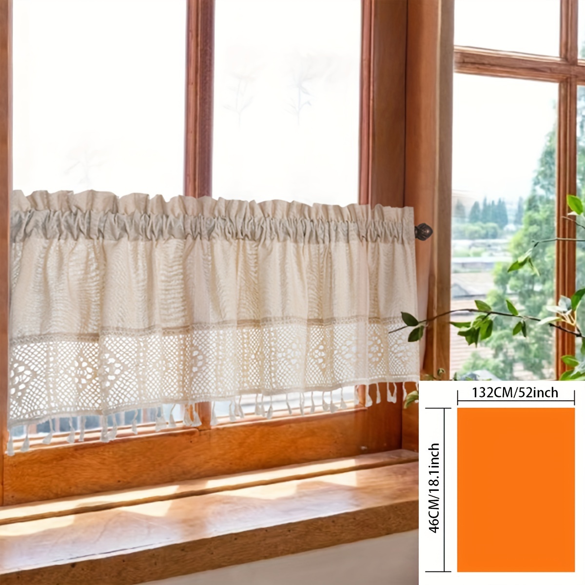 Tassel Curtain - Vintage-inspired, Semi-sheer, Rod For Kitchen & Living Room Decor