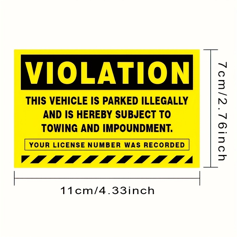 TEMU Autocollants de mise pour violation de stationnement, 10 pièces, 2,76*4,33 pouces/7*11 cm, autocollants de mise pour violation de stationnement