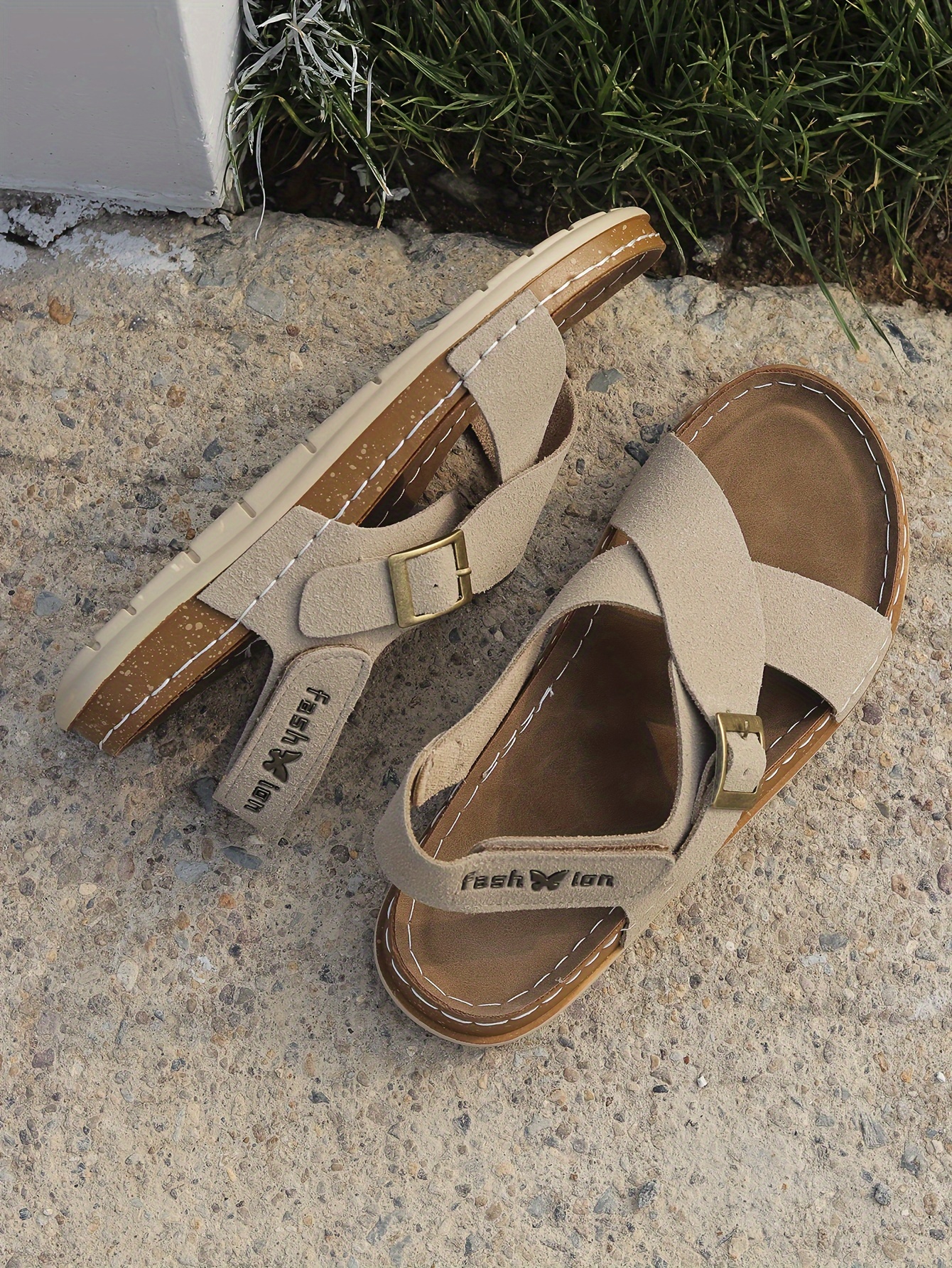 2023 new cross band flat sandals for   for summer exposing toes fairy like roman shoes for students details 5