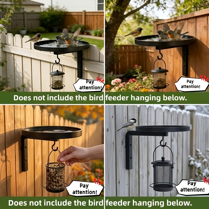 【3D】 [3D] 5pcs/Set (1 Tray + 1 Bracket + 1 Hook + 2 Screws)   Metal Wall-Mounted Bird Bath Feeder 2-In-1 Outdoor Plaque Wall Decor,   Attracts    , Wall   to Climbing Plants