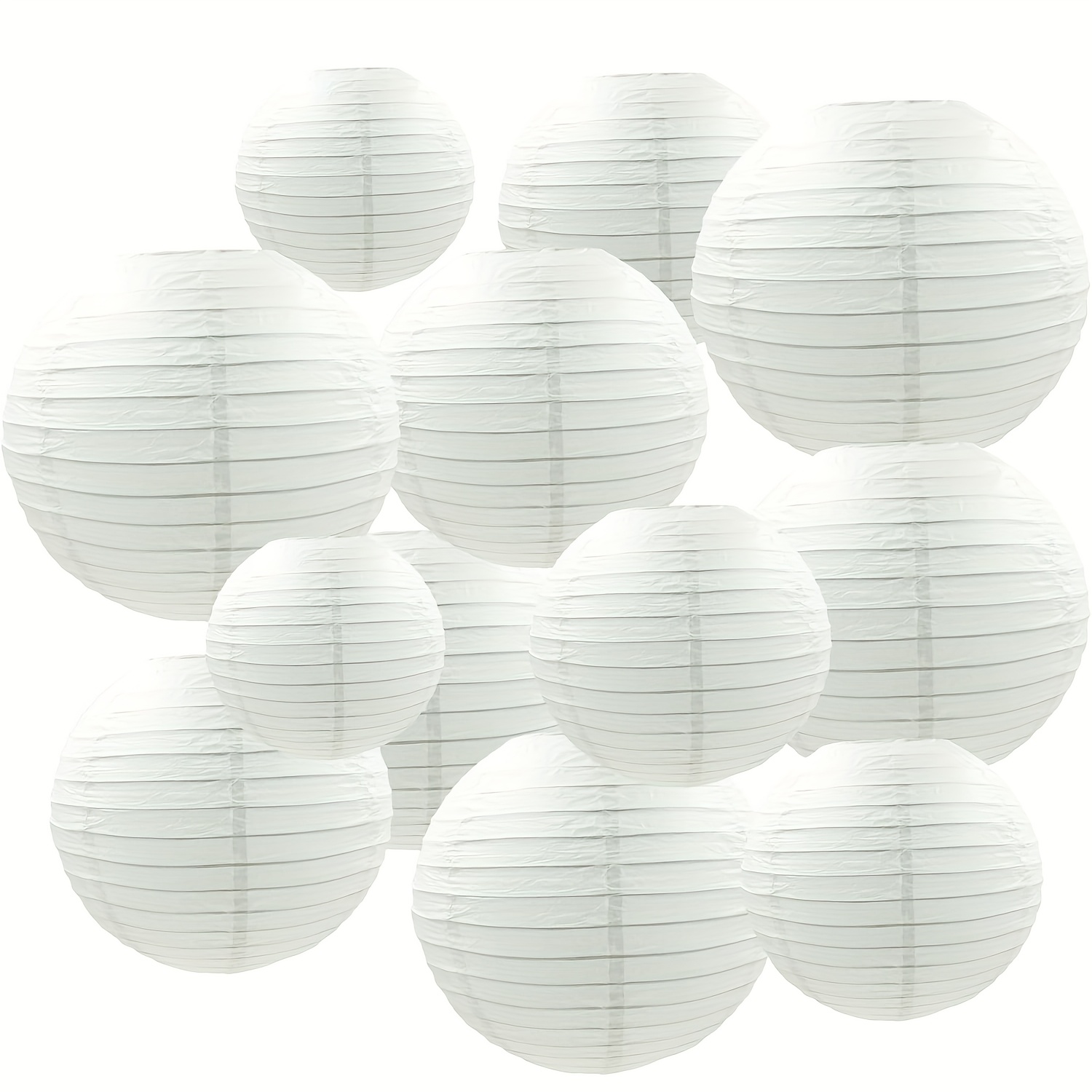 Image of 12pcs Hanging Paper Lanterns White China Paper Lantern Ceiling Party Decorations For Wedding Anniversary Graduation Engagement Valentine's Day