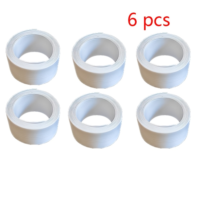 Image of 6pcs Ultra-strong Adhesive Self-sealing Tape, Suitable For Bathroom, Kitchen, Toilet, Sink, Shower, Bathtub, Tape, , Flexible Material, Ideal For And Home Renovation, Toilet Repair, Easy Application