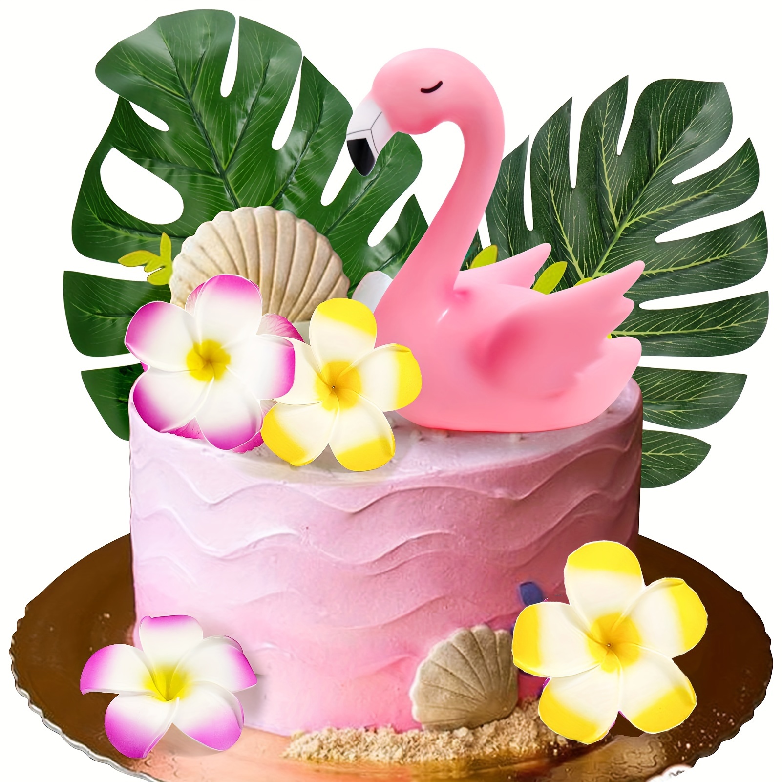 

Tropical Flamingo & Hibiscus Cake Topper Set - Hawaiian Luau Party Decorations, Plastic Palm Leaf Design For Summer Birthday Celebrations Hawaiian Party Decorations Luau Theme Party Decorations