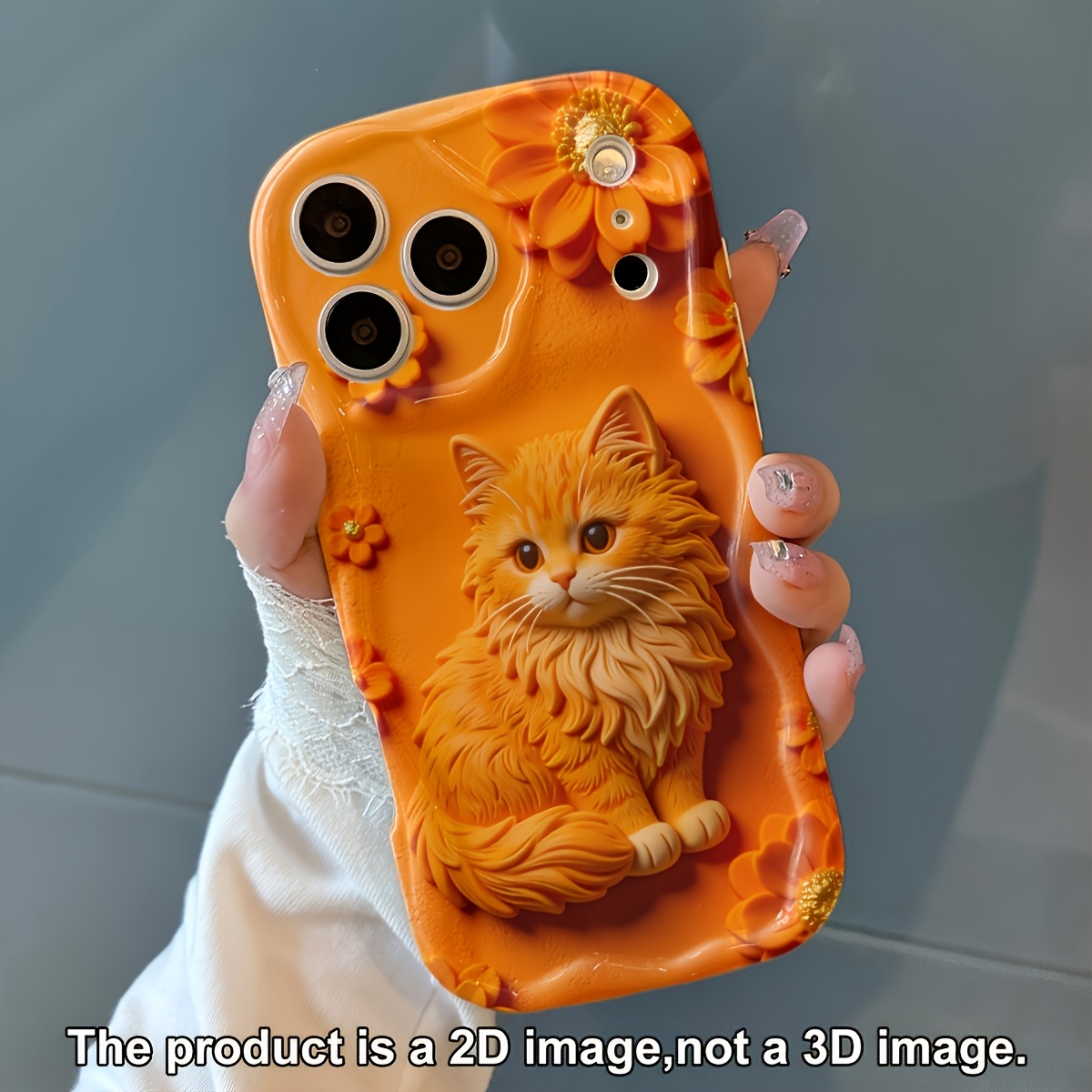 TEMU Phone Case: 2d Flat Printing Phone Case - 1 With Floral Wave Cream , Drop-proof Protective Soft Case, Suitable For Iphone