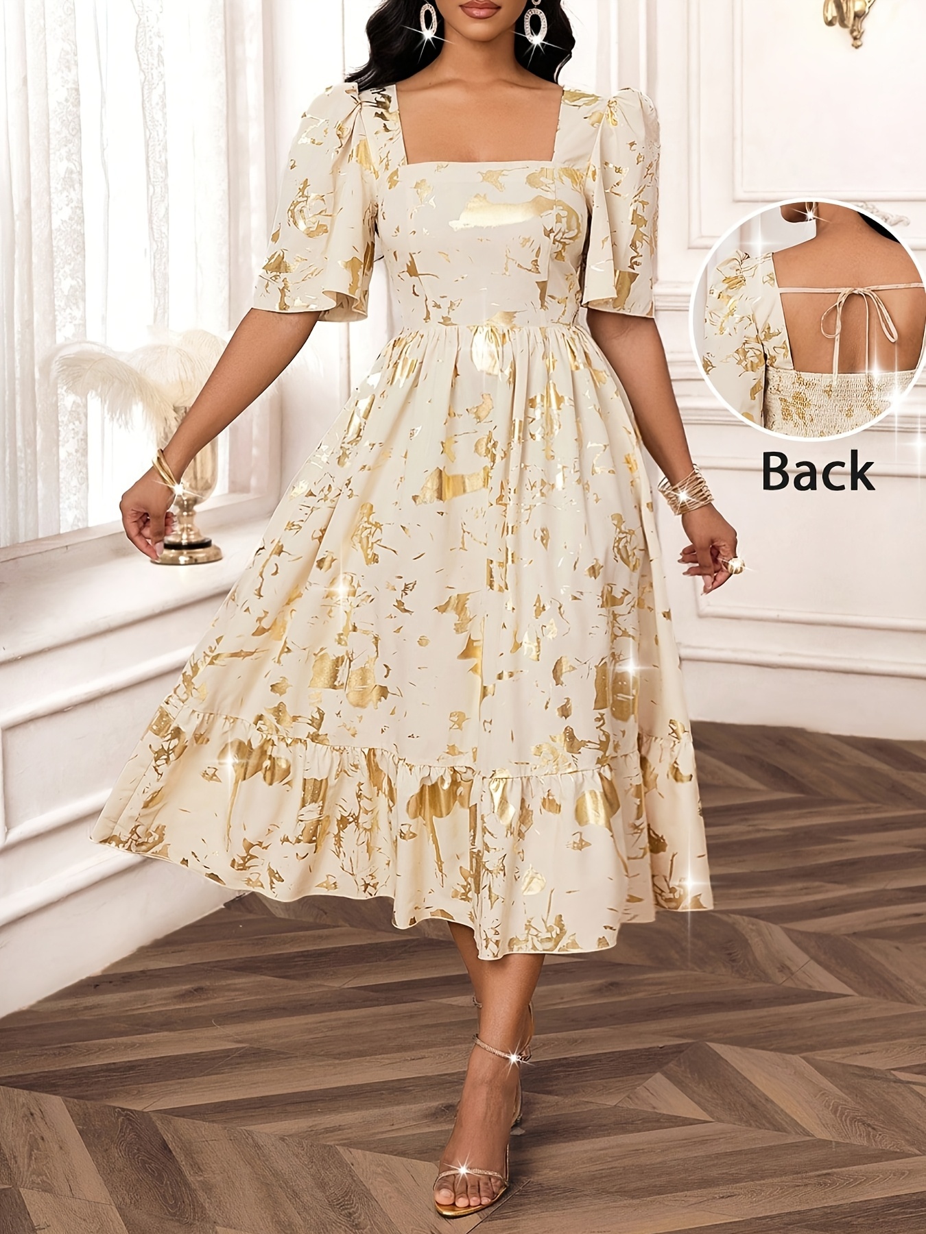 golden dress for party sold on Temu United States