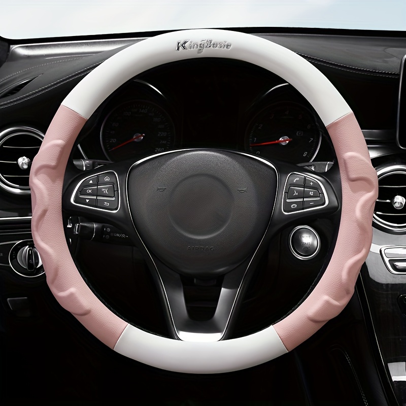 

Universal Pu Leather Steering Wheel Cover With Inner Circle, Sports Style, Breathable, Non-slip, All-season Car Accessory For Men And Women