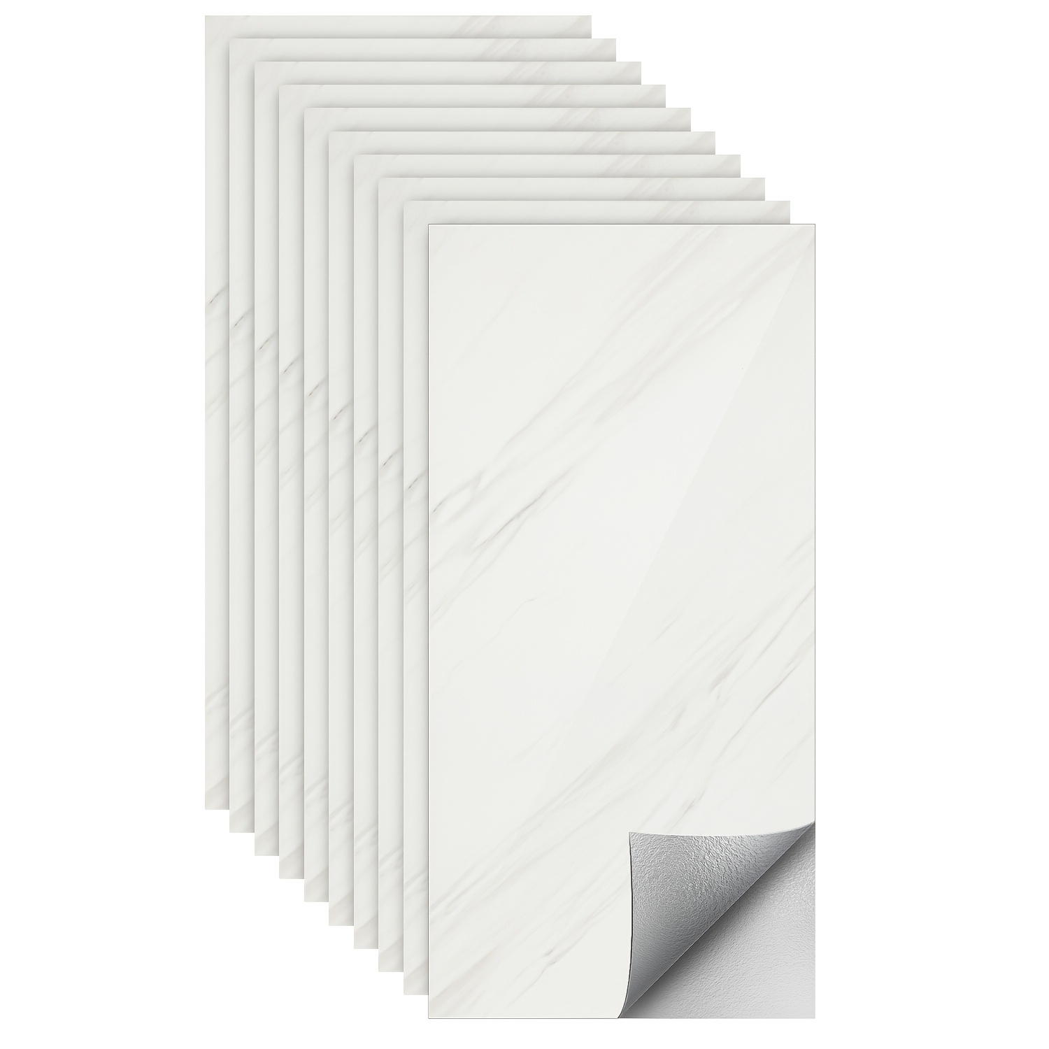 10 Wall Panels, 60 X 30 Cm, Self-adhesive Marble-effect Tiles, Pvc Wall Panels, Wall Decor, Kitchen Wall Decor, Bedroom, Living Room, Bathroom, Jazz White
