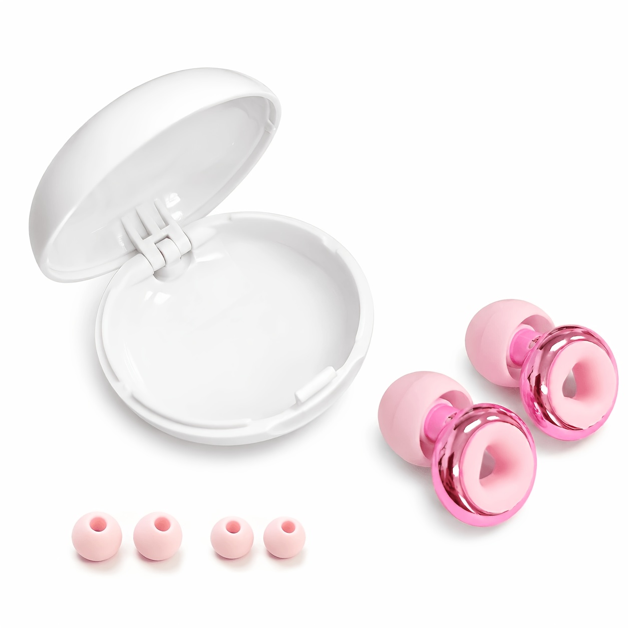 TEMU Sleep Earplugs With Case And 2 Sizes Replaceable Ear Caps Travel Focus Earplugs Portable Office Library Carrel