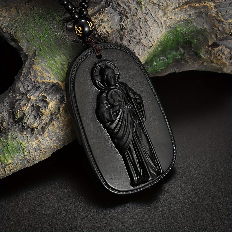 TEMU 1pc Exquisite Artificial Jade Statue Pendant Beaded Necklace For Men Women