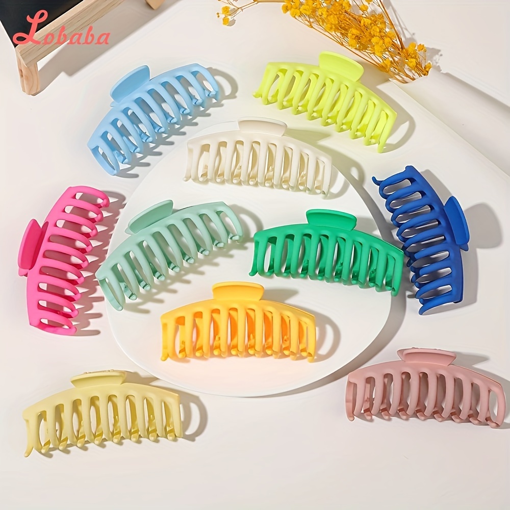 

5pcs Macaron Hair Claw Clip Set, Cute Large Hair Grab Clips For Women And Girls, Assorted Fashion Hair Accessories For Styling & Sectioning