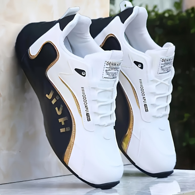Image of Training Shoes - Durable Sneakers With Pu Upper And Pvc Sole, Suitable For Gym, Outdoor Activities, Weightlifting, Etc. - Lace-up Sneakers, Wear