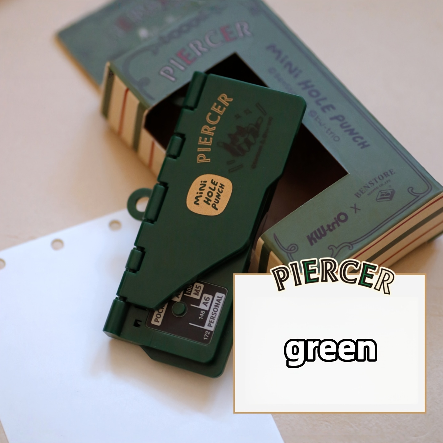TEMU 1pc Portable Card Puncher, Retro Color Paper/photo Puncher, Mini Three-hole Puncher, Can Sizes Such As M5a7a6, Diy Loose-leaf , Suitable For