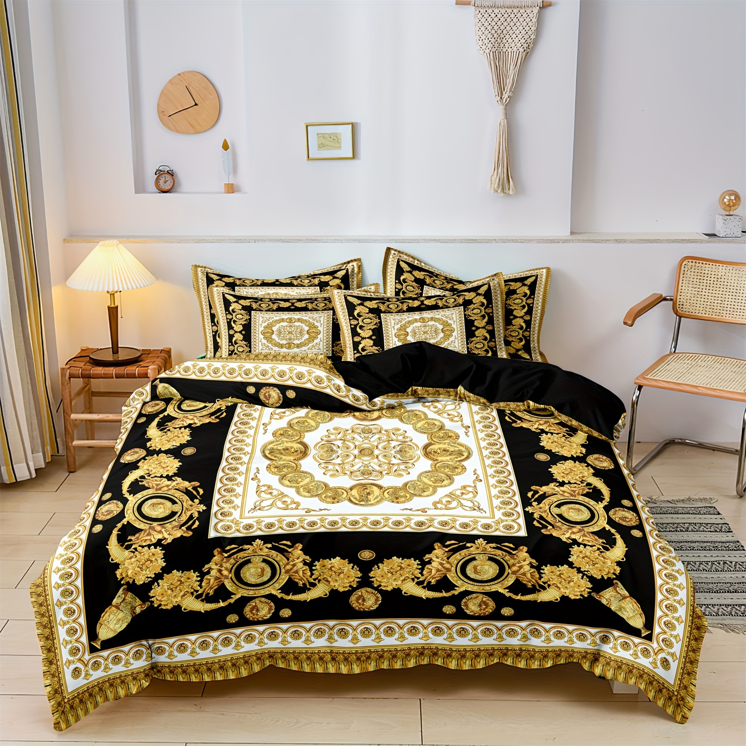 

2/3-piece Luxurious 3d Golden Lion Print Duvet Cover Set - Contemporary Style, Machine Washable, Soft Polyester, Perfect For Bedroom & Guest Room (includes 1 Duvet Cover + 1/2 Pillowcases, No Insert)