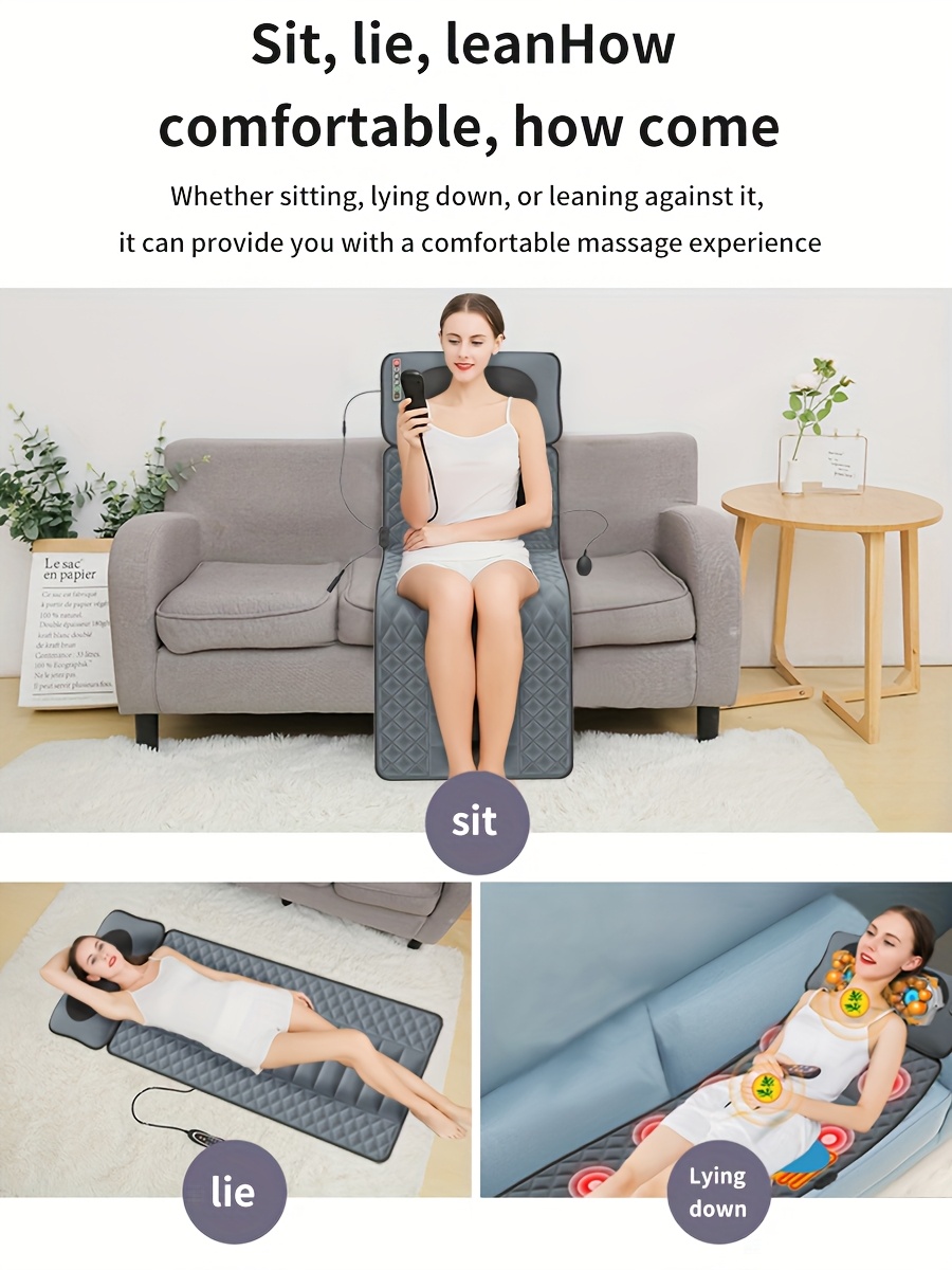 MASSTECK Complete Body Massage Mat Featuring a Shiatsu Neck Massager, 3D Lumbar Support & Relaxation, Back Heating, 10 Vibration Motors, Comprehensive Massager for Neck, Back, Waist, Hips, And Legs, Aids in Body Relaxation, Ideal Massager Gift for Parents And Both Genders