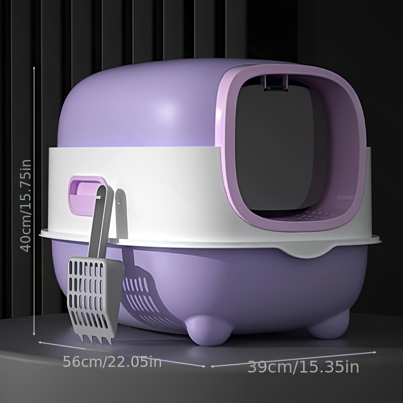 caixa de   sellada para gatos de   11   + control de olores + diseño rectangular + plástico   + paleta aleatoria   incluida, solo uso interior