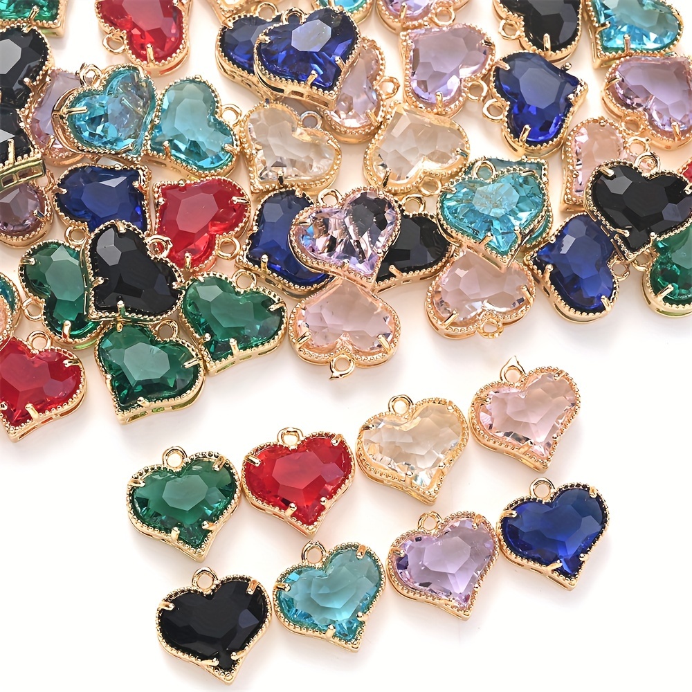 Image of 5pcs 12mm Random Colorful Heart Shape Romantic Pendant Artificial Crystal Pendant For Necklace Bracelet Earrings Handmade Gift Make Additions