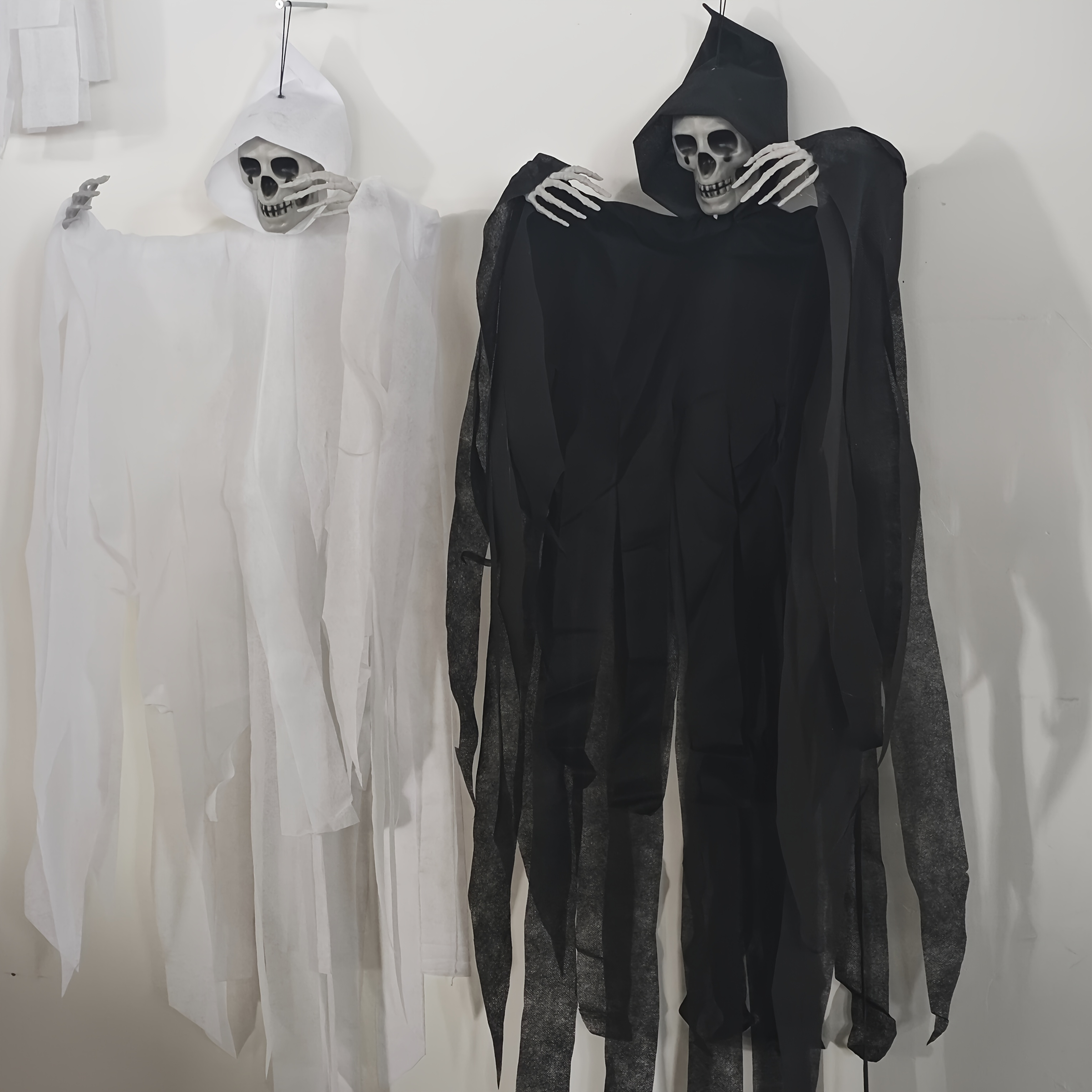 Image of No Batteries Required Spooky Halloween Black & White Hood - For Home & Party Decor, Pendants, Drops & Finialspendants,drops &finials