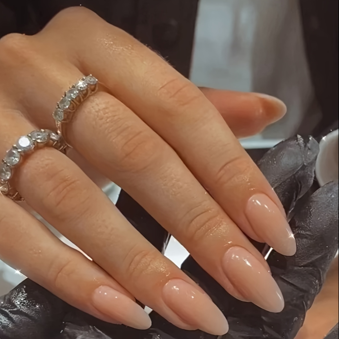 TEMU 48pcs White French Almond Nail, , Pure To Wear, With A Glossy Surface, Suitable For Women And S To Wear , Including Nail Kit (jelly Glue And Nail Clippers))
