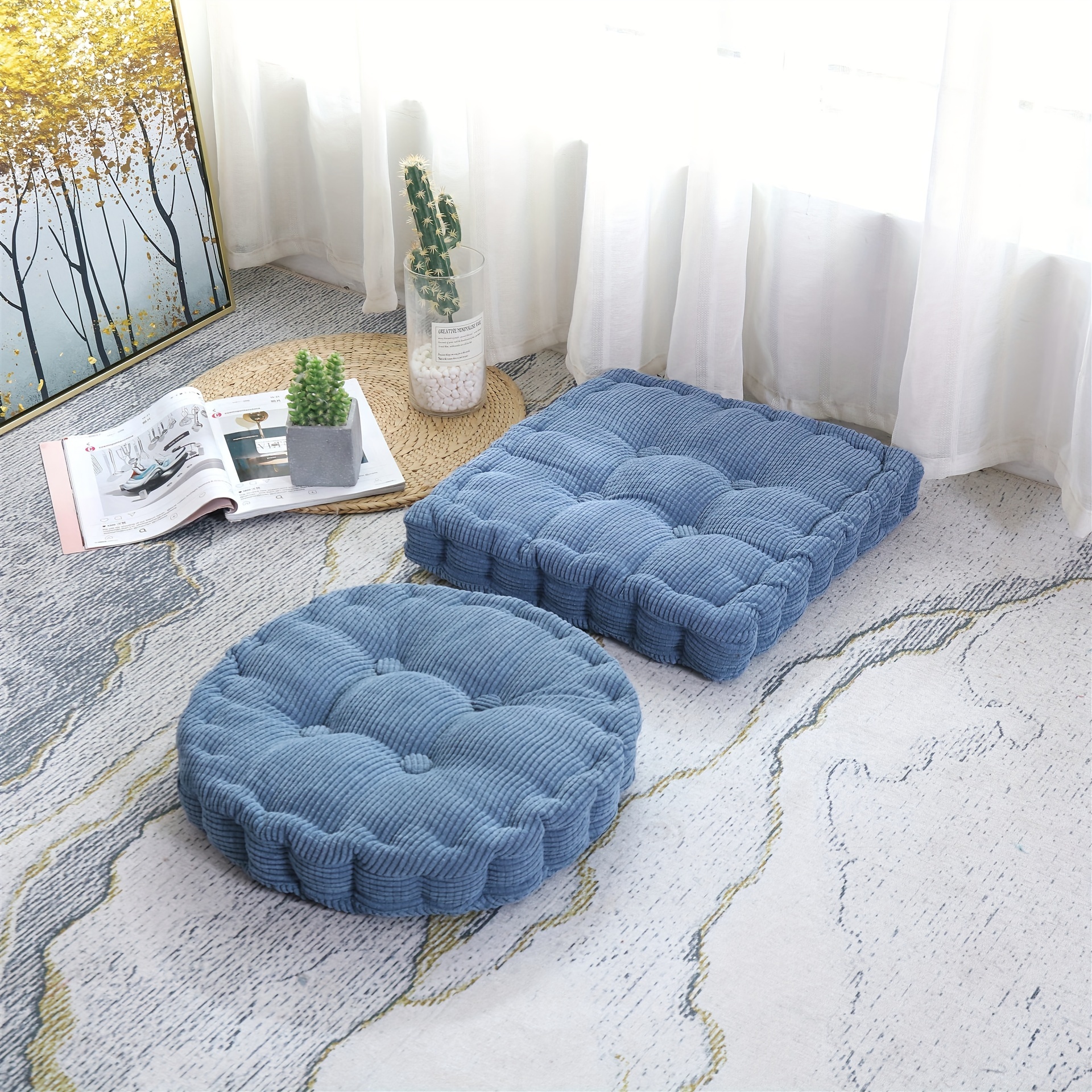 set 2 1pc round 1 floor pillow cushion large