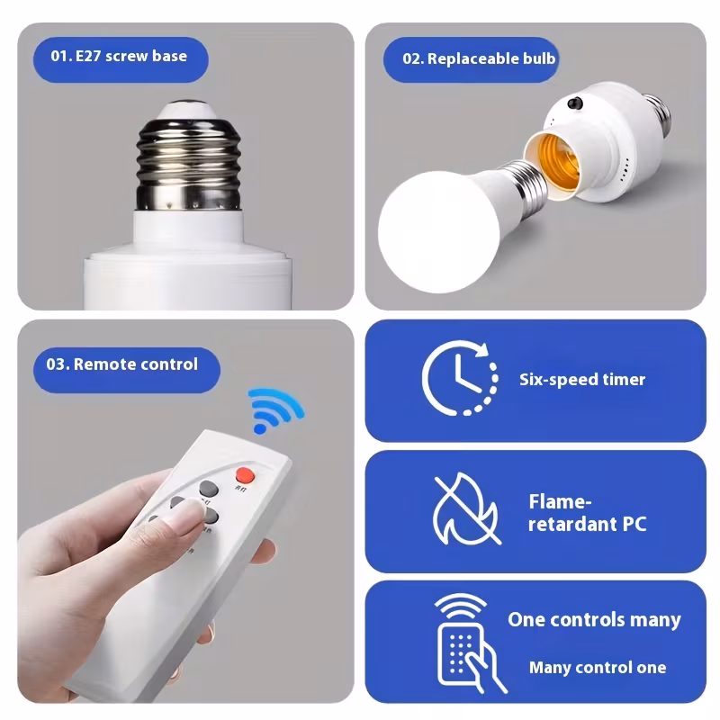 remote control lamp holder with an e27 screw base a versatile timer switch that allows for minute ideal for use in bedrooms living rooms and staircases Product details 2