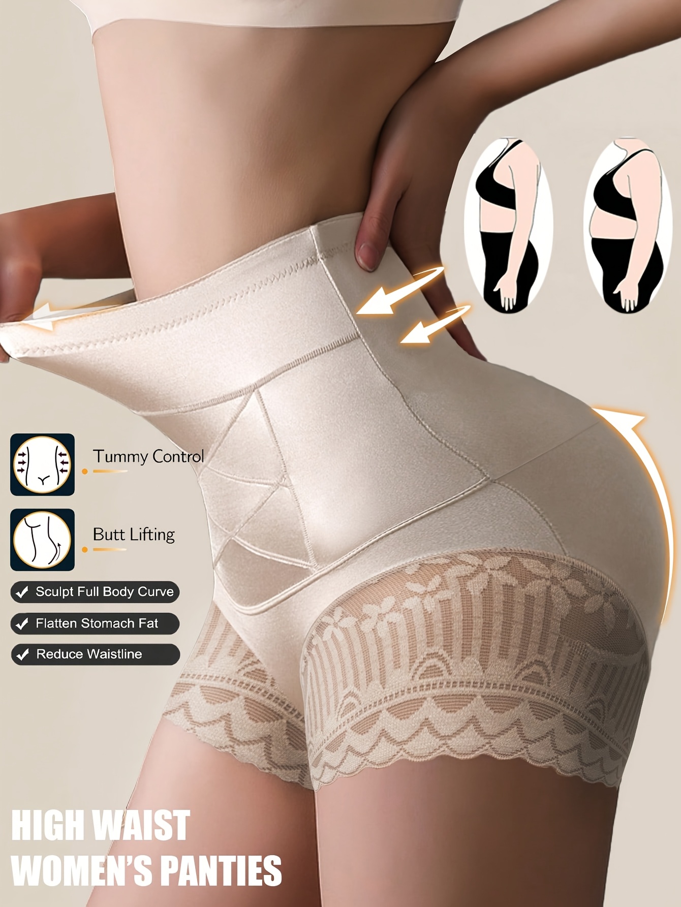 High-Waisted Shaping Underwear for Women - Postpartum Belly Control, Lifts The Buttocks And Tightens The Abdomen, Providing Strong Body Shaping. Features a Breathable Mesh Back, No Padding, And a Solid Color Design for Excellent Support