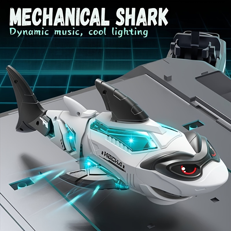 

Mechanical Shark Toy With Electric Walking And Glowing Music Strip (battery Not Included)