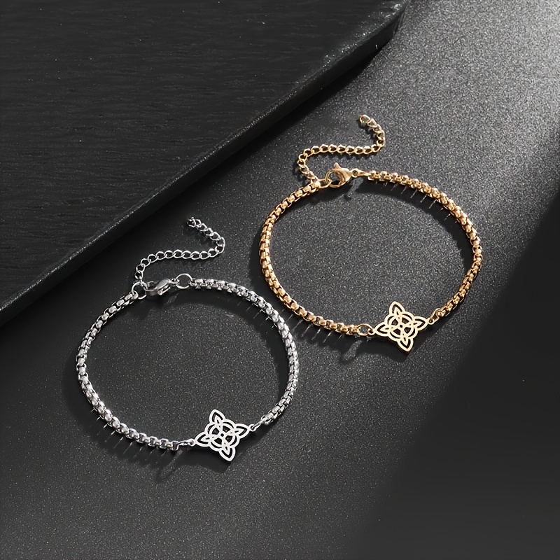 304 Stainless Steel Witch Knot Bracelet, Irish Lucky Amulet