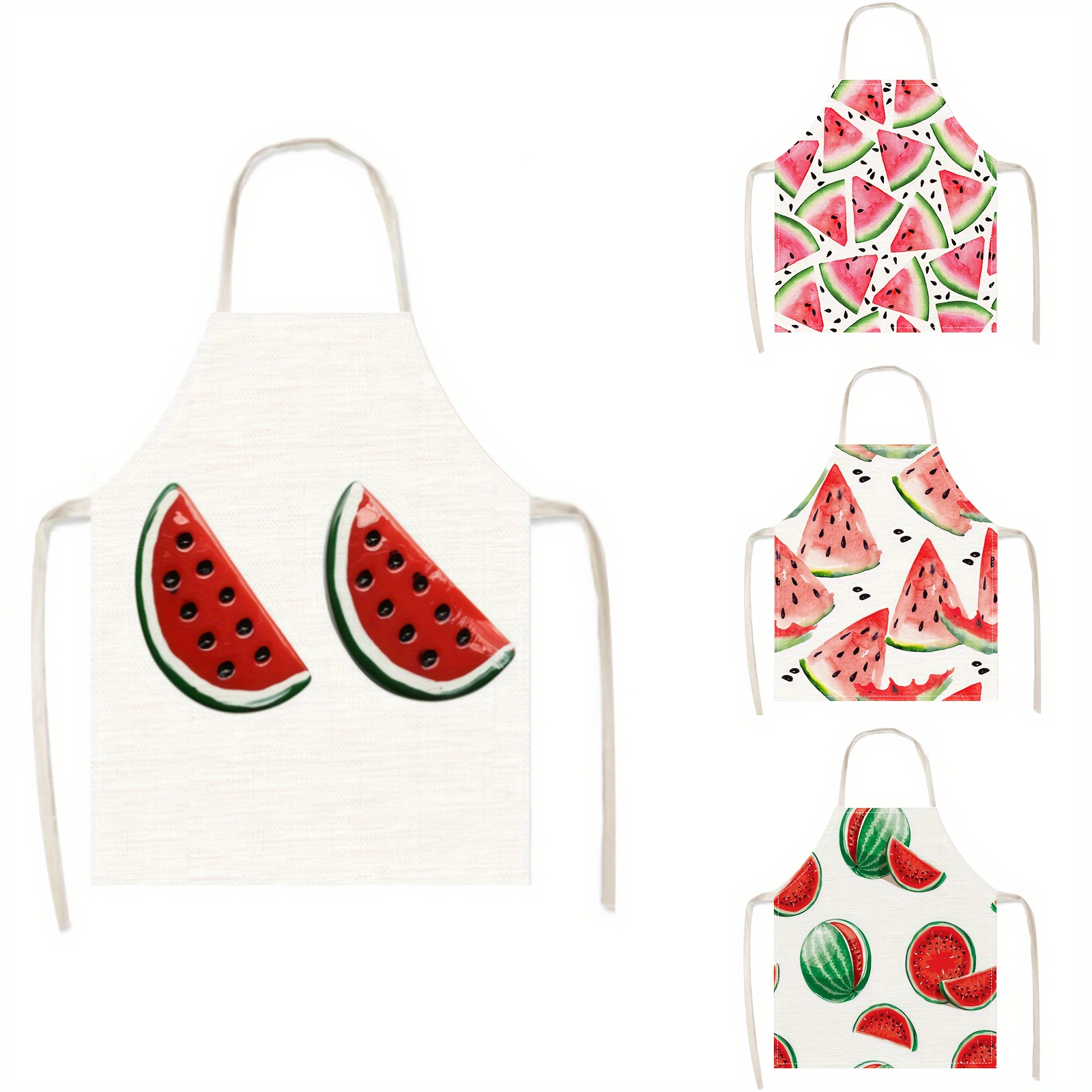 

1pc, Cooking Apron, Thickened Decorative Apron, Breathable Workwear For Household And Catering, Fresh Watermelon Pattern Apron, Kitchen Supplies