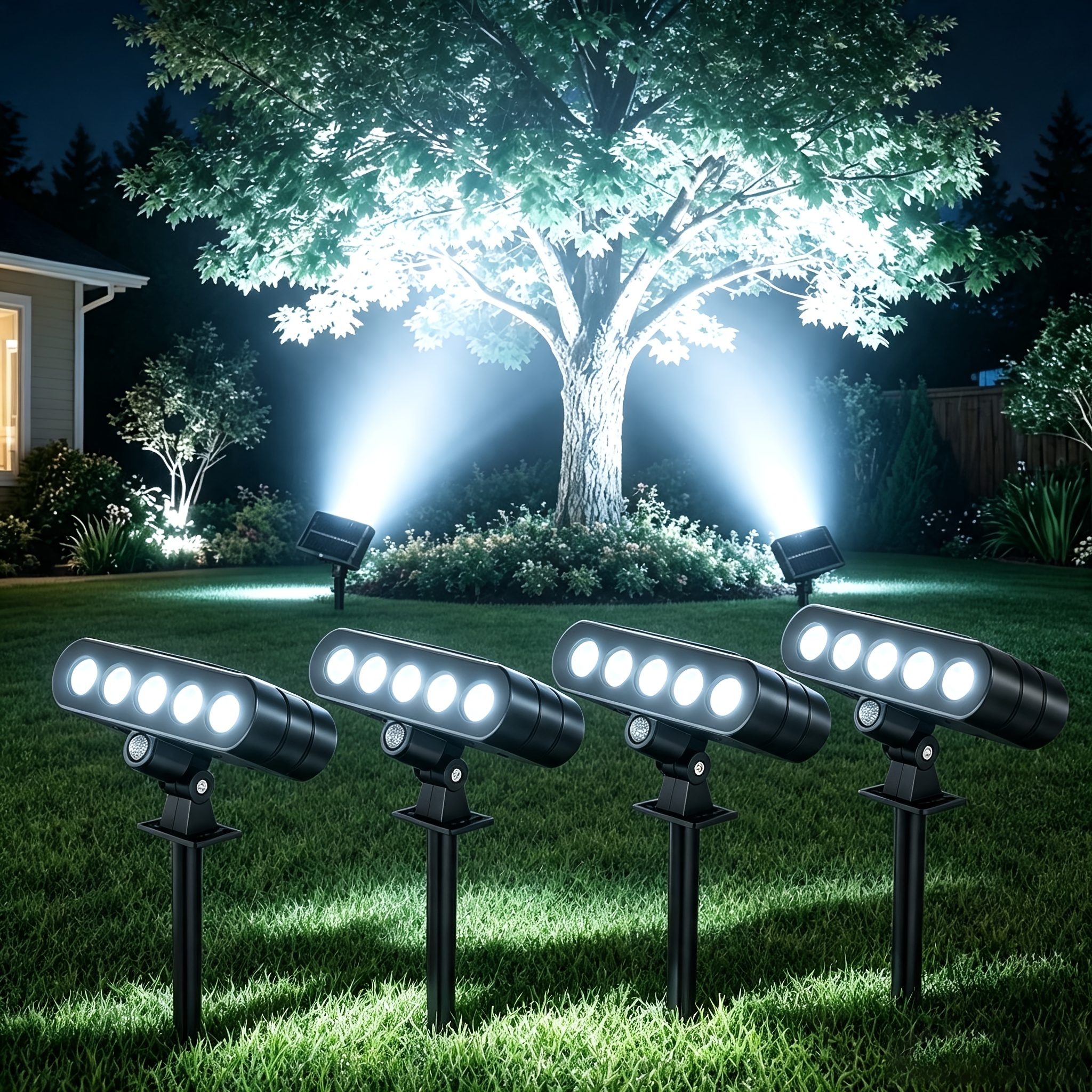 TEMU 4pcs Per Box Of Outdoor Waterproof Solar Light Ip44, Solar Spotlight, Garden And Courtyard Solar Light, Outdoor Landscape High-brightness Led 3