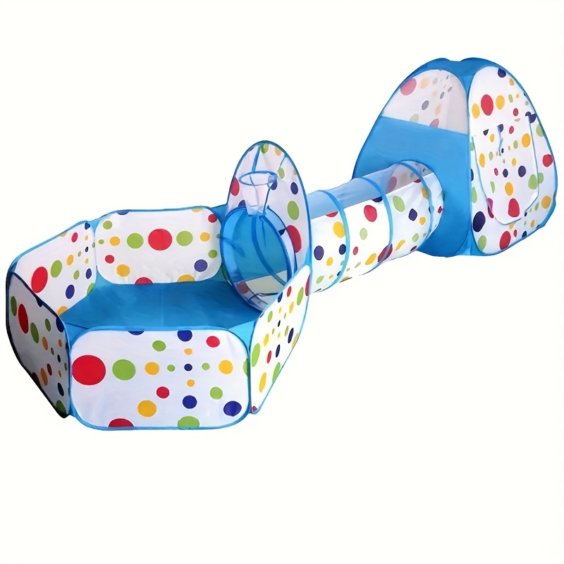 3-in-1 Kids Tent with Tunnel & Ball Pool - Indoor Playground, Soft Microfiber Play Tent with Easy Setup, Birthday/Easter/Christmas/Holiday Decorations, for Boys & Girls Nursery, Living Room, Party - Safe Indoor Play Center, Festive Kids' Playhouse, Playful Polka Dots Design, Durable Kids' Plaything, Sturdy Construction, Toddlers Plaything