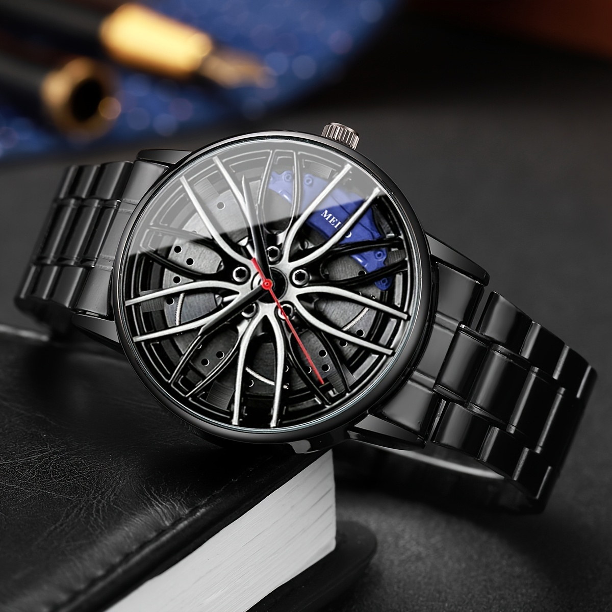 mens trendy watch with a   wheel dial casual sports quartz wristwatch 1pc set does not   a watch box details 2