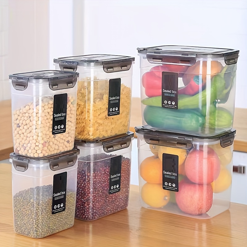 

3pcs Storage Containers, Leak Proof And Reusable Food Storage Box, Stackable And Reusable Food Sealed Box, For Cereal, Rice, Flour And Grain, Kitchen Organizers And Storage, Kitchen Accessories