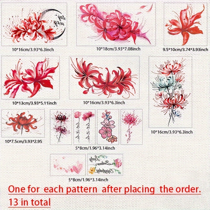 Image of A Set Of 13 Colorful Lily Mandala Cosplay Tattoo Stickers, Waterproof, Long-lasting, And Realistic. To And Thighs, Lasts 1-5 Days. Non-toxic, Tattoo Stickers For Men And Women. Trendy Tattoo Decals
