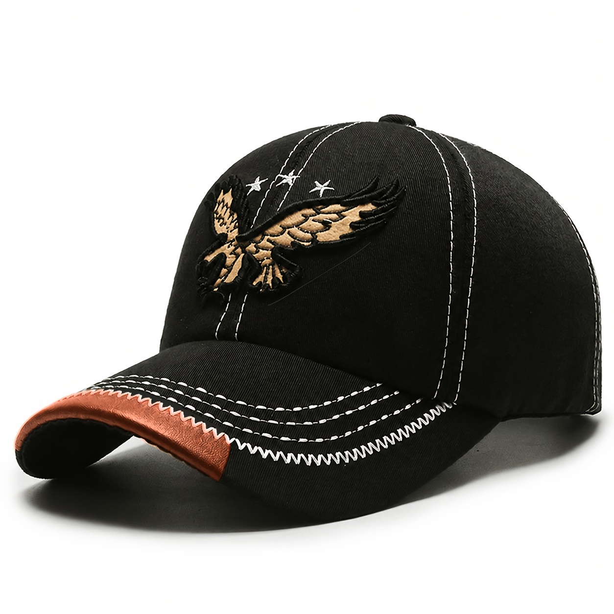TEMU A Unisex Eagle Embroidered Casual Baseball /daddy Hat, Suitable For Outdoor Activities, Sports, Fishing, Beach, And Vacation