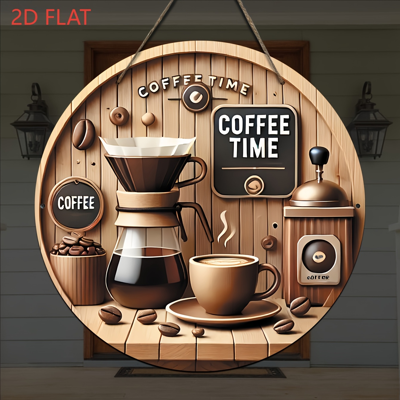 

1 Vintage 2d Flat Wall Art Sign - Coffee Machine Brewing Coffee Decor, Cafes And Kitchens, Hanging Attachment, Universal Holidays, No Electricity Required