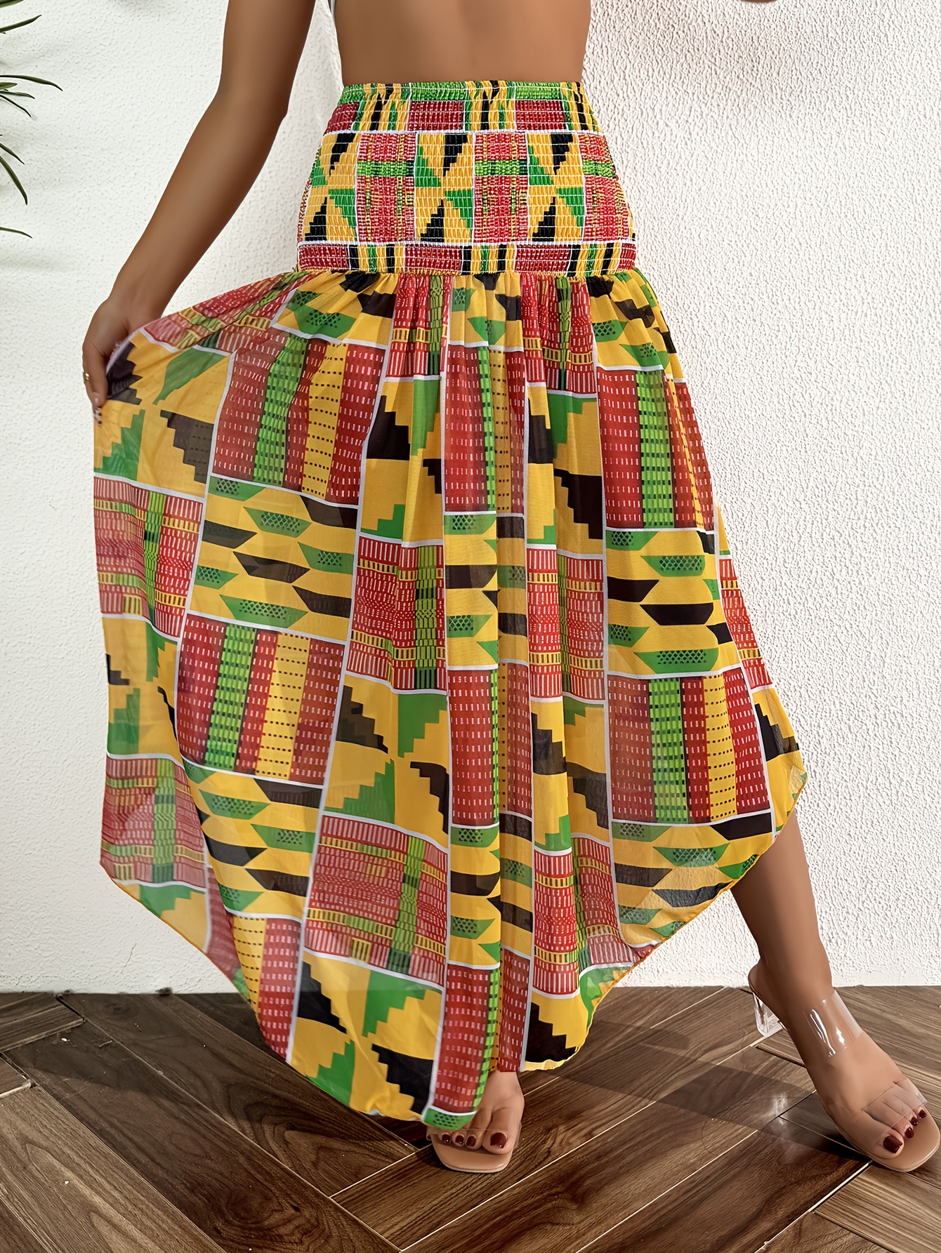 Tribe Afrique High Waisted Skirts With Pockets Africa Long Skirt