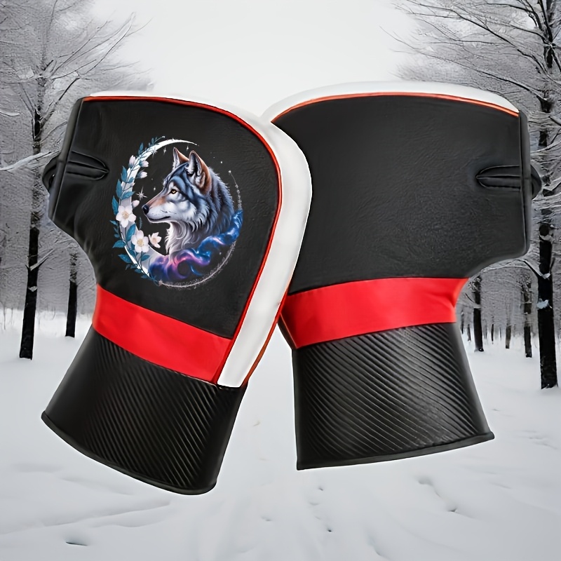 TEMU 1 Pair Cycling Gloves, Motorcycle Gloves, Stylish Wolf Printed Outdoor Riding Gloves, Comfortable Windproof Riding Hand Gloves For Adult Daily
