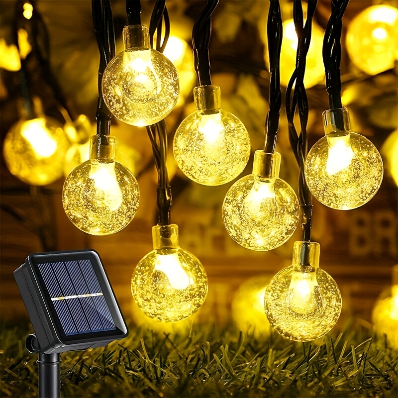 TEMU 1 Pack Led Solar String Lights, 12m 100 Bulbs Bubble Ball Patio Fairy Lights, 12 Lighting , Hanging Decorative Lights For Bedroom, Balcony,