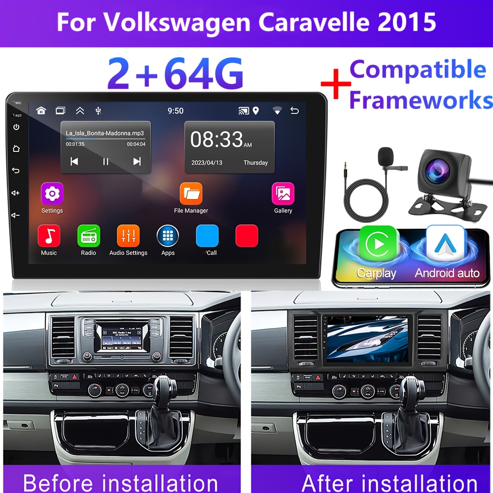 [2g+64g]podofo 13 Stereo For 2015 (frame Included) Double Din Auto, 9 Inch Touchscreen Din With Gps Navigation Wireless Fm Hifi Wifi Usb + Ahd Backup + Mic
